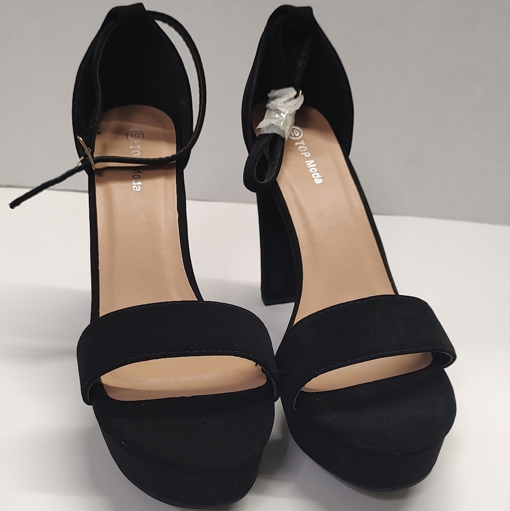 Black Velour Shoe Heels